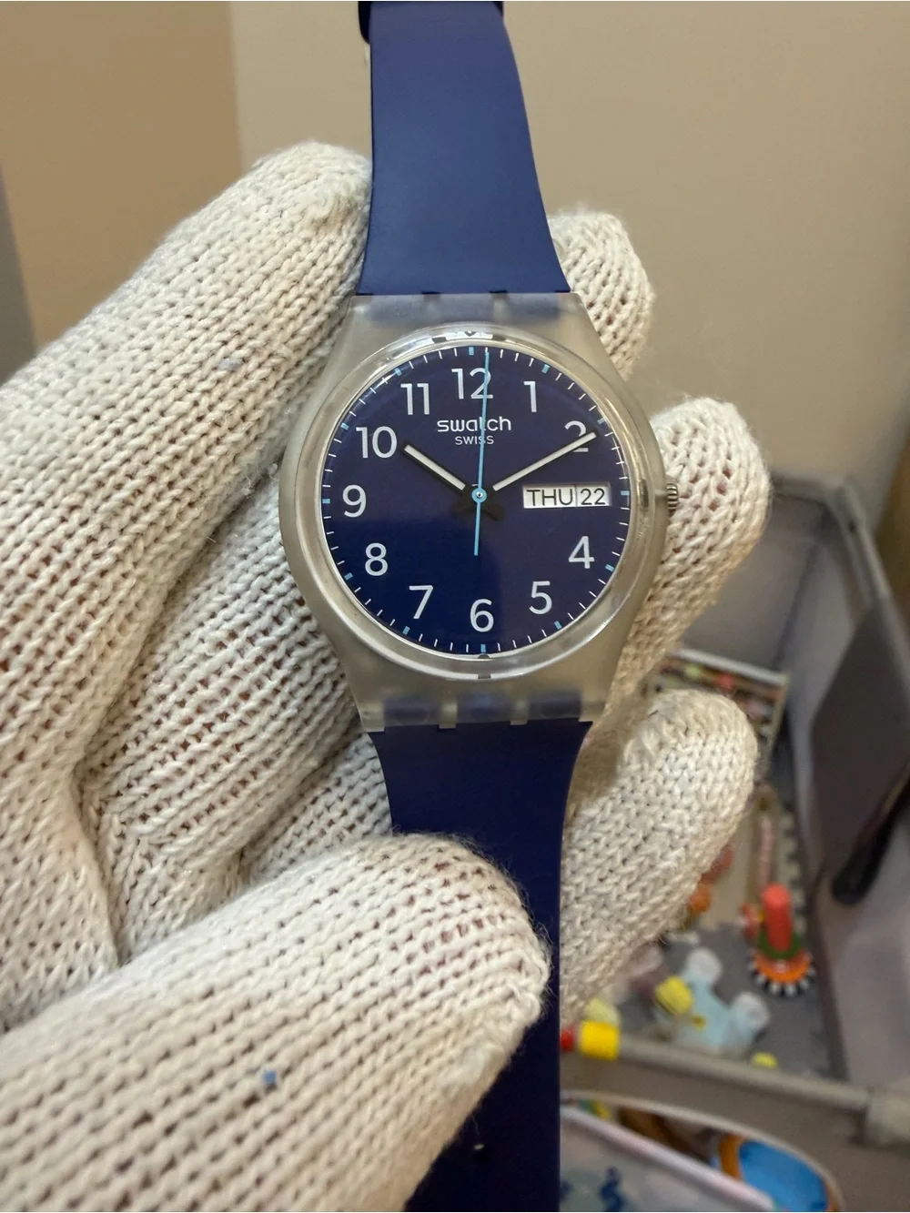 Swatch Rinse Repeat Navy Blue Day/Date Swiss Quartz 34mm Watch GE725 - Unisex
